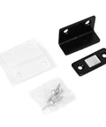 L Shaped No Drill Magnet Catch For Cabinets And Drawers, Cold Rolled Steel Magnetic Stop, rustproof black finish with accessories