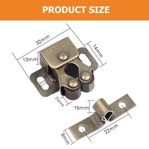 RV Cabinet Door Catch With Double Roller Golden Latch Noise Reducing Soft Close Easy Install Keeps Doors Quiet And Secure 32mm size