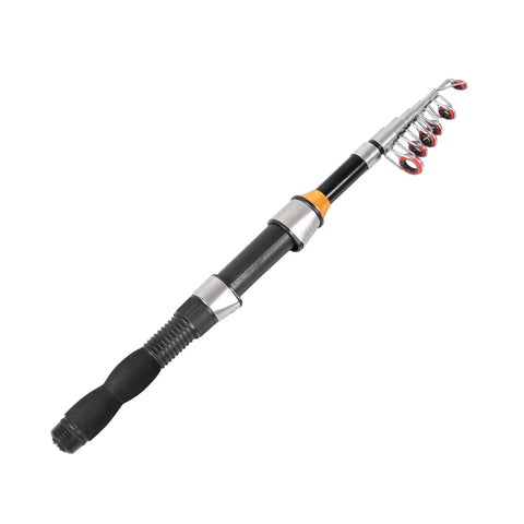 Ultra Lightweight Telescopic Fishing Rod for Saltwater and Freshwater Collapsible and Extendable to Four Point Nine Feet Pocket Friendly Quick Pack Durable Build Perfect for Backpacking Kayak and Everyday Angling with EVA grip shown