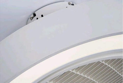 Close-up of 22-inch white modern flush mount ceiling fan with light for kitchen bedroom bathroom super quiet low profile electric fan