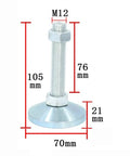 Rock Solid Adjustable Leveling Feet Crafted From Reinforced Carbon Steel For Heavy Cabinetry And Shop Gear Rapid Twist Mechanism M12 support with dimensions.