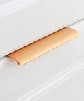 Gold finish flush pull handle on white drawer. Four Pack Sleek Invisible Pull Handles Gold Finish Cabinet Hardware Flush Drawer Pulls For Kitchen Cabinets Wardrobes Furniture Cupboard Doors Easy Install Hidden Aluminum Alloy No Tools Needed.