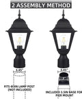 Outdoor Post Light Waterproof Cast Aluminum Lamp Post Fixture With Pier Mount Base Matte Black Sixteen Point Five Inch Lantern