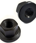 Close-up of black steel nuts from the Pro-Series 52 Piece Clamping Kit For 14mm T Slot With M12 X 1.75 Studs, showing threading detail.