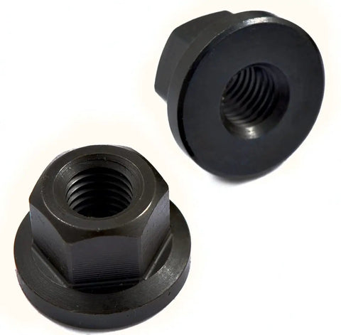 Close-up of nuts from Pro-Series 52 Piece Clamping Kit For 12mm T-Slot With M10 X 1.5 Studs, Heavy Duty Powdered Cast Steel, Heat Treated.