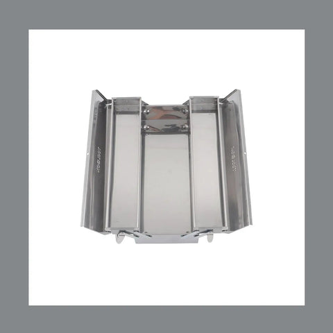 18 Inch Stainless Steel Portable Toolbox With Folding Cantilever Frame And Three Smooth Glide Trays opened and displaying three compartments.