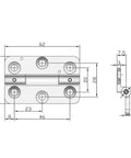 Professional Grade Heavy Duty Door Hinge For Industrial Machinery And Shop Equipment Load Bearing Thickened Stainless Steel Hardware with dimensions.