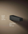 Matte Black Wall Mount Bath Spout For Honesty Collection With No Diverter Design, showing overall height and spout reach.