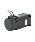 Side view of a black Nema 23 2.8A four-lead stepper motor with white connector