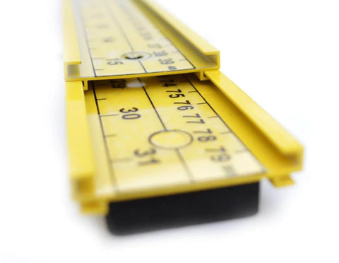 31 Inch Adjustable Paracord Jig, Lightweight Aluminum, close-up of yellow measurement guide, adjustable from 2 to 31 inches