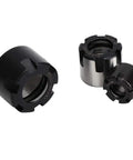 Durable Steel CNC Collet Nuts for Woodworking Machines that Fit ER11M ER16M ER20M, 3-piece set with black and silver finish.