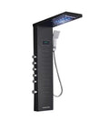 Badass Black Thermostatic Shower Tower With Led Digital Temperature Display Overhead Rainfall Head Adjustable Body Massager Handheld Wand Wall Mount Bathroom Upgrade, sleek design