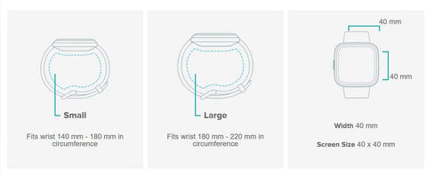 Size chart for Charge 3 SE Fitness Tracker With Graphite White Silicone Band Bundle One Size Fits Most Small and Large Bands