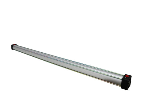 Air Pneumatic Cylinder Workhorse, Standard Double Acting Rod, 40mm Bore By 800mm Stroke, aluminum construction, side view