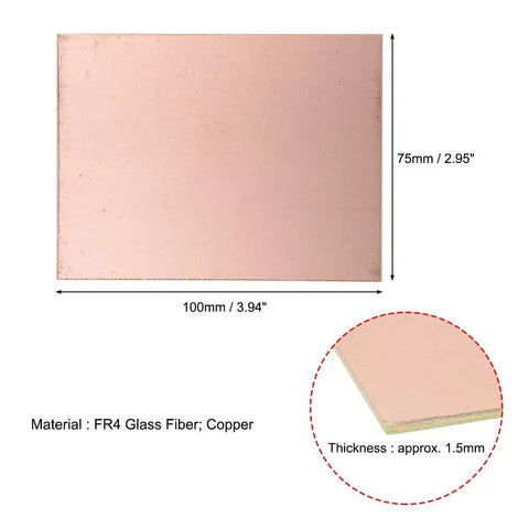 Double-Sided Copper Clad Laminate PCB Circuit Board FR4 100x75mm 3.94x2.95 Inch 1.5mm Thick DIY Prototyping Board closeup