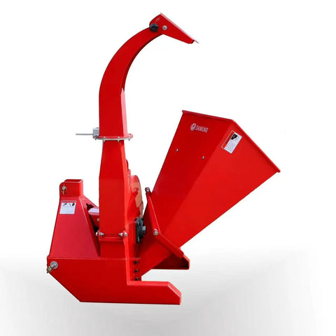 PTO Wood Chipper 3 Point Shredder Mulcher Tractor Attachment with reversible hardened tool steel blades, side view.