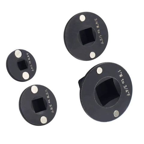 Drive Reducing Socket Adapter Set 4 Piece Low Conversion Kit Inch To 3/4 3/4 To Half Half To 3/8 3/8 To Quarter Drive For Automotive Machinery And Tight Space Repairs Where You Need Some Serious Muscle Now, 4pc Cr Mo steel