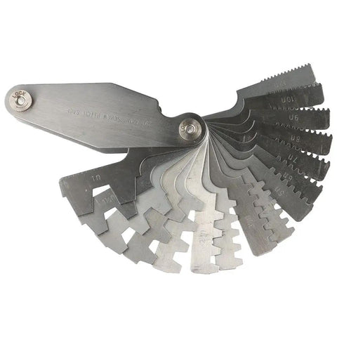 Sixteen Piece 29 Degree Acme Screw Pitch Gauge Stainless Steel For Pro Grade T Thread Pitch Measurement And Lathe Tool Setup In Industrial Metalworking Projects, fanned blades