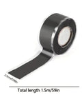 Premium Self Fusing Silicone Sealing Tape In Vibrant Green For High Grip Leak Fixing And Durable Insulation On Pipes, Hoses And Cables With Super Flexible Texture That Won T Crack Or Peel Under Any Stress, displayed on a white background, roll with visible length and width measurements.