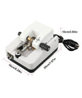 Tough As Nails Automatic Optical Lens Groover And Beveling Machine For Eyeglasses showing top view with measurements and power cord.