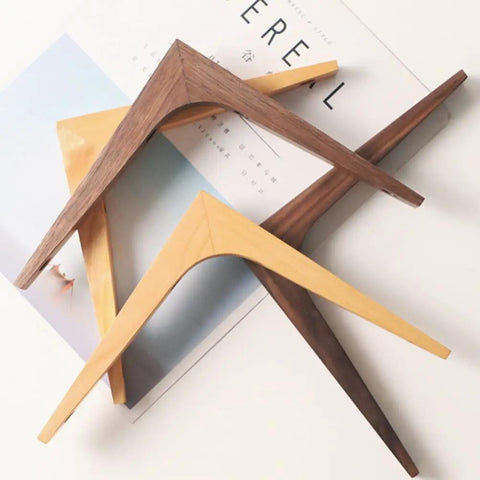 Heavy Duty L Corner Braces With Authentic Wood Grain Finish, showing angled supports in various wood finishes.