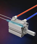2 Pack D Z73 Magnetic Reed Sensor Proximity Switch For Air Cylinder Induction Switch With Red LED Indicator, shown installed on cylinder