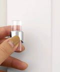 Close-up of Five Pack Clear Acrylic Cabinet Handles With Single Hole Design Polished Chrome Zinc Alloy Drawer Pull