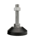 Rock Solid Adjustable Thread Leveling Feet With Swivel Base Heavy Duty Furniture Glide Pads Guarantee Zero Wobble Stability And Smooth Ride In Tight Spots 12 Pack 50Mm M10 shown from the side.