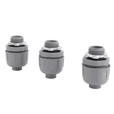 Tough As Nails 20 Pack Half Inch Npt Liquid Tight Conduit Connectors rugged nylon 6 non metallic fittings displayed together.