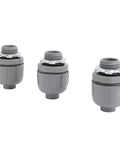 Top Shelf 1/2 Inch NPT Liquid Tight Conduit Connectors 20 Pack Nylon 6 Electrical Fittings shown in gray, designed for secure electrical installations.
