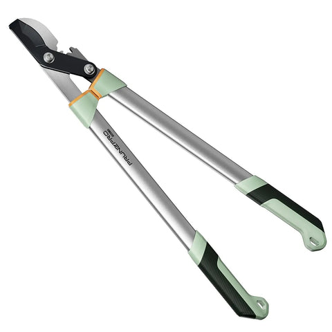 Heavy Duty Bypass Loppers For Tree Trimming With German Stainless Steel Blades Rust Resistant And Beast Mode Sharp Up To 2 Inch Branches Yard Work Ready Pruner For Garden Maintenance, 28-inch silver loppers with green grips
