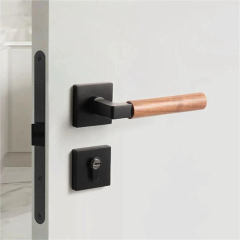 Solid Wood Handle Magnetic Door Lock System For Home No Muss No Fuss Zinc Alloy Security Lock Set With Quiet Operation Durable