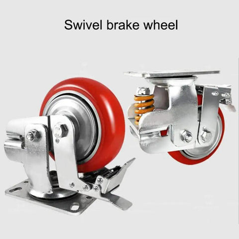 Heavy Duty Swivel Caster Wheels Built To Roll Smooth Featuring Wear Resistant Polyurethane Treads And Quick Release Spring Loaded Brakes.
