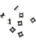 Various angles of DIP IC Socket 2.54mm Pitch 8 Pin 2 Row Soldering Adapter Pack Of 20 For Prototyping And Repairs, 7.6mm spacing, black finish.