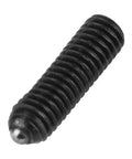 Deadset Strong M3 Hex Socket Spring Ball Plungers, 20 Piece Carbon Steel Fastener Set With Durable Black Oxide Finish, close-up view of black oxidized M3 ball plunger.
