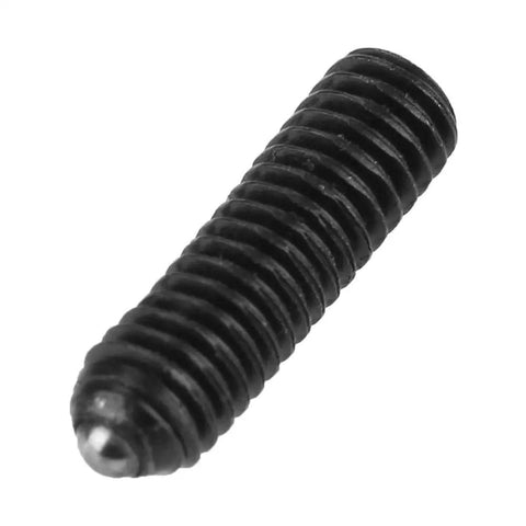 Deadset Strong M3 Hex Socket Spring Ball Plungers, 20 Piece Carbon Steel Fastener Set With Durable Black Oxide Finish, close-up view of black oxidized M3 ball plunger.