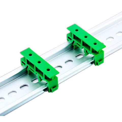 Din Rail PCB Mounting Adapter Kit For C45 Rail With 35mm And 15mm Spacers, green plug and play circuit board holder clip on rail
