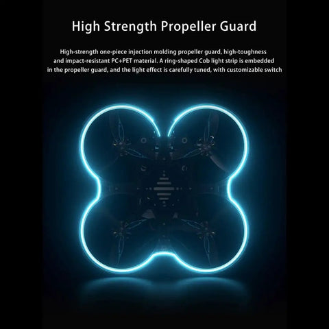 Top view of 4K 60FPS FPV Drone System with high strength propeller guard and glowing edges