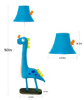 Blue Dinosaur Kids Floor Lamp With Adjustable Height From 50 Inches To Taller Modern Hand Stitched Toy Standing Lamp For Bedroom Or Living Room Fabric Dino With E26 LED Bulb Included, 50in height.
