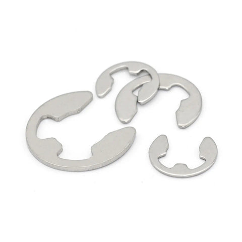 All Purpose E Clip And Circlip Washer Kit For Shafts 304 Stainless Steel External C Clips 1.2-15 Mm Range 200 Pieces Close-Up View
