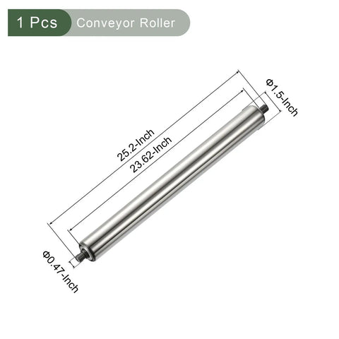Stainless Steel Conveyor Roller Replacement For Industrial Use, 1.5 Inch Diameter By 24 Inch Length, Smooth Movement, Heavy-Duty Roller For Warehouses And Factories, Durable, Easy Roll, Silver Finish, 1 pcs conveyor roller with dimensions