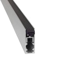 Close-up of Automatic Door Bottom Seal With Double Neoprene Seal, featuring anodized aluminum casing and weatherstripping design.