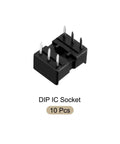 DIP IC Socket Adapter for Soldering on PCB, 2.54mm Pitch, 6-Pin Layout, durable connector shown with pins facing up