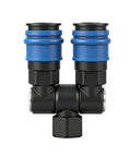 Two Way Air Hose Splitter For Compressors One Quarter NPT Quick Connect Fittings Steel Coupler With 360 Degree Swivel Lightweight