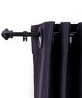 Heavy Duty 5/8 Inch Curtain Rods 30 To 46 Inch Black Finish 2 Pack For Bedroom Living Room Outdoor Holds Up To 20 Lbs shown with curtain