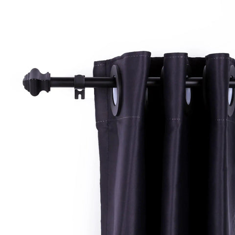 Heavy Duty 5/8 Inch Curtain Rods 30 To 46 Inch Black Finish 2 Pack For Bedroom Living Room Outdoor Holds Up To 20 Lbs shown with curtain