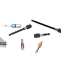 Grab This Awesome 7-Piece Socket Adapter Kit With Colorful Hex Shank Extensions For Easy Drilling And Screwdriver Work That Fits 1/2 Inch 3/8 And 1/4 Sizes Perfectly For Pro Tools Or Weekend DIY Projects Anytime. 7-piece chrome vanadium socket adapter kit, 1/2 3/8 1/4 drive