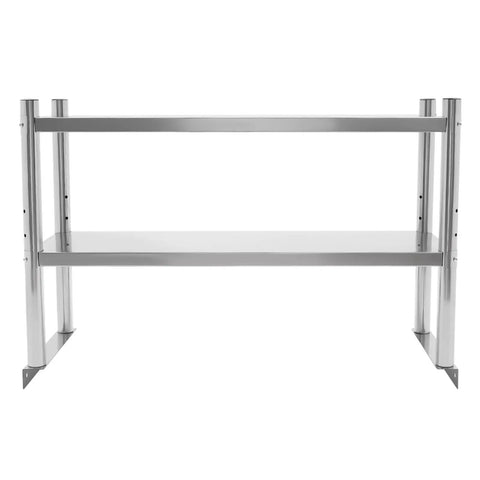 Heavy Duty Two Tier Stainless Steel Storage Rack And Adjustable Standing Shelf Unit Built Tough No Sweat Organization For Kitchen Restaurant Or Store Display Use Sleek Metal Frame