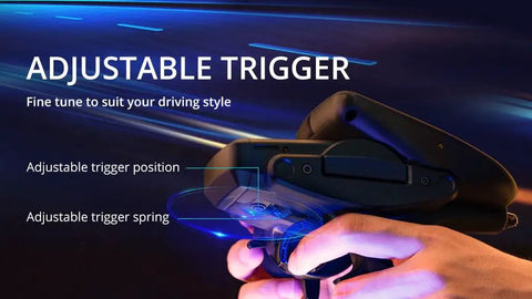 MT12 2.4G ExpressLRS All In One 4in1 Multiprotocol Surface Radio Controller for RC showing adjustable trigger