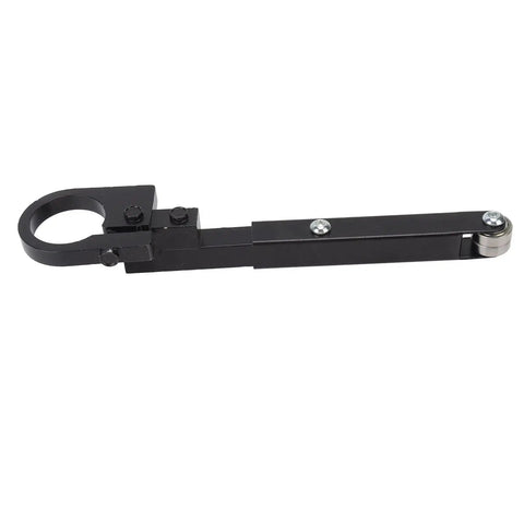 Heavy Duty Angle Grinder Belt Sander Attachment Kit Plug And Play Auto Tension System tool with black steel frame and comfort grip.